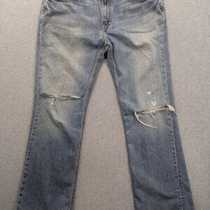 BKE Buckle Jeans Mens 34x34 Blue Light Wash Distressed BMX456 Straight Leg Denim